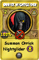 Wizard101 Myth spell card: Orrick Nightglider, Spell ID 6439
