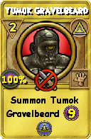 Wizard101 Myth spell card: Tumok Gravelbeard, Spell ID 6445