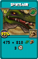 Wizard101 Life spell card: Spinysaur, Spell ID 6446