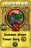 Wizard101 Myth spell card: Green Power Borg, Spell ID 6494