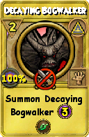 Wizard101 Myth spell card: Decaying Bogwalker, Spell ID 6495