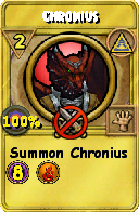 Wizard101 Myth spell card: Chronius, Spell ID 6499