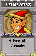 Wizard101 School 16 spell card: Fire Elf Attack, Spell ID 6501