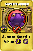 Wizard101 Myth spell card: Sapoti's Minion, Spell ID 6514