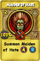 Wizard101 Myth spell card: Maiden of Hate, Spell ID 6516