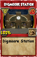 Wizard101 Fire spell card: Digmoore Station, Spell ID 6530