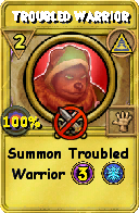 Wizard101 Myth spell card: Troubled Warrior, Spell ID 6539