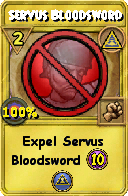 Wizard101 Myth spell card: Servus Bloodsword, Spell ID 6559