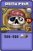 Wizard101 Death spell card: Skeletal Pirate, Spell ID 6570