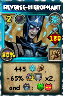 Wizard101 Ice spell card: Reverse-Hierophant, Spell ID 6571