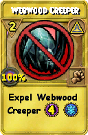 Wizard101 Myth spell card: Webwood Creeper, Spell ID 6586