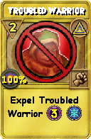 Wizard101 Myth spell card: Troubled Warrior, Spell ID 6590