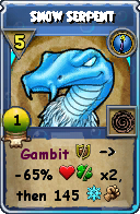 Wizard101 Cantrips spell card: Snow Serpent, Spell ID 6595