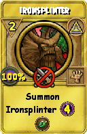 Wizard101 Myth spell card: Ironsplinter, Spell ID 6602
