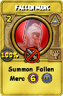 Wizard101 Myth spell card: Fallen Merc, Spell ID 6603