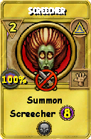 Wizard101 Myth spell card: Screecher, Spell ID 6605