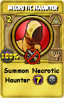 Wizard101 Myth spell card: Necrotic Haunter, Spell ID 6607