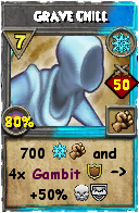 Wizard101 Ice spell card: Grave Chill, Spell ID 6609