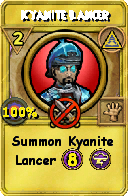 Wizard101 Myth spell card: Kyanite Lancer, Spell ID 6616
