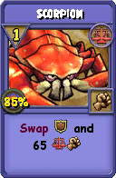 Wizard101 Balance spell card: Scorpion, Spell ID 6642