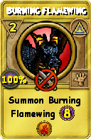 Wizard101 Myth spell card: Burning Flamewing, Spell ID 6647