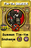 Wizard101 Myth spell card: Tim-tim Snakeeye, Spell ID 6649