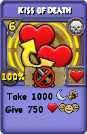 Wizard101 Death spell card: Kiss of Death, Spell ID 6692