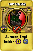 Wizard101 Myth spell card: Impi Raider, Spell ID 6694