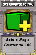 Wizard101 School 16 spell card: Set Counter to 100, Spell ID 6698