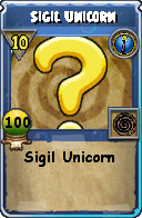 Wizard101 Cantrips spell card: Sigil Unicorn, Spell ID 6703