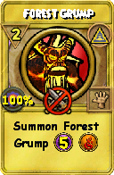 Wizard101 Myth spell card: Forest Grump, Spell ID 6715