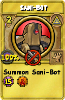 Wizard101 Myth spell card: Sani-Bot, Spell ID 6722