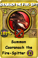 Wizard101 Myth spell card: Caoranach the Fire-Spitter, Spell ID 6724