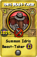 Wizard101 Myth spell card: Idris Beast-Taker, Spell ID 6726