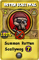Wizard101 Myth spell card: Rotten Scallywag, Spell ID 6729