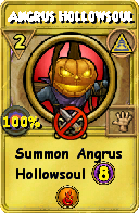 Wizard101 Myth spell card: Angrus Hollowsoul, Spell ID 6747