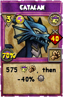 Wizard101 Storm spell card: Catalan, Spell ID 6762