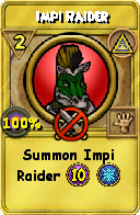 Wizard101 Myth spell card: Impi Raider, Spell ID 6795