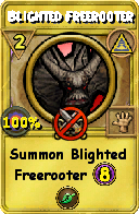Wizard101 Myth spell card: Blighted Freerooter, Spell ID 6814