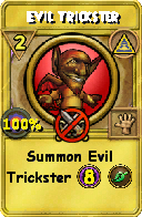 Wizard101 Myth spell card: Evil Trickster, Spell ID 6818