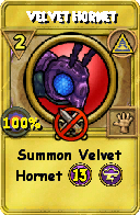 Wizard101 Myth spell card: Velvet Hornet, Spell ID 6822