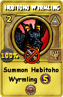 Wizard101 Myth spell card: Hebitoho Wyrmling, Spell ID 6832