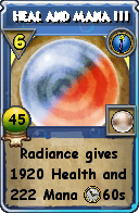 Wizard101 Cantrips spell card: Heal and Mana III, Spell ID 6876