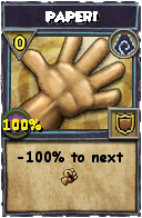 Wizard101 Shadow spell card: PAPER!, Spell ID 6890