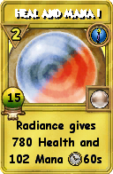 Wizard101 Cantrips spell card: Heal and Mana I, Spell ID 6898