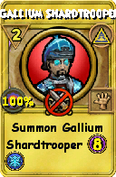 Wizard101 Myth spell card: Gallium Shardtrooper, Spell ID 6901
