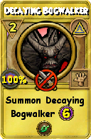 Wizard101 Myth spell card: Decaying Bogwalker, Spell ID 6906
