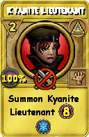 Wizard101 Myth spell card: Kyanite Lieutenant, Spell ID 6908