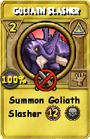 Wizard101 Myth spell card: Goliath Slasher, Spell ID 6914