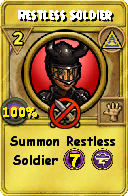 Wizard101 Myth spell card: Restless Soldier, Spell ID 6922